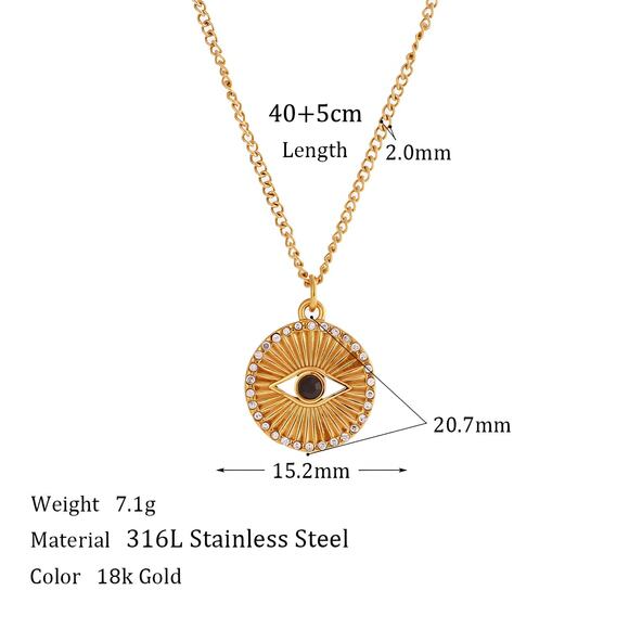 Evil Eye‎ 18K Gold Plated Zircon Pendant Necklace Protection - Picture 13 of 14